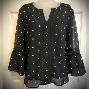 Fever black & white polka dot top
